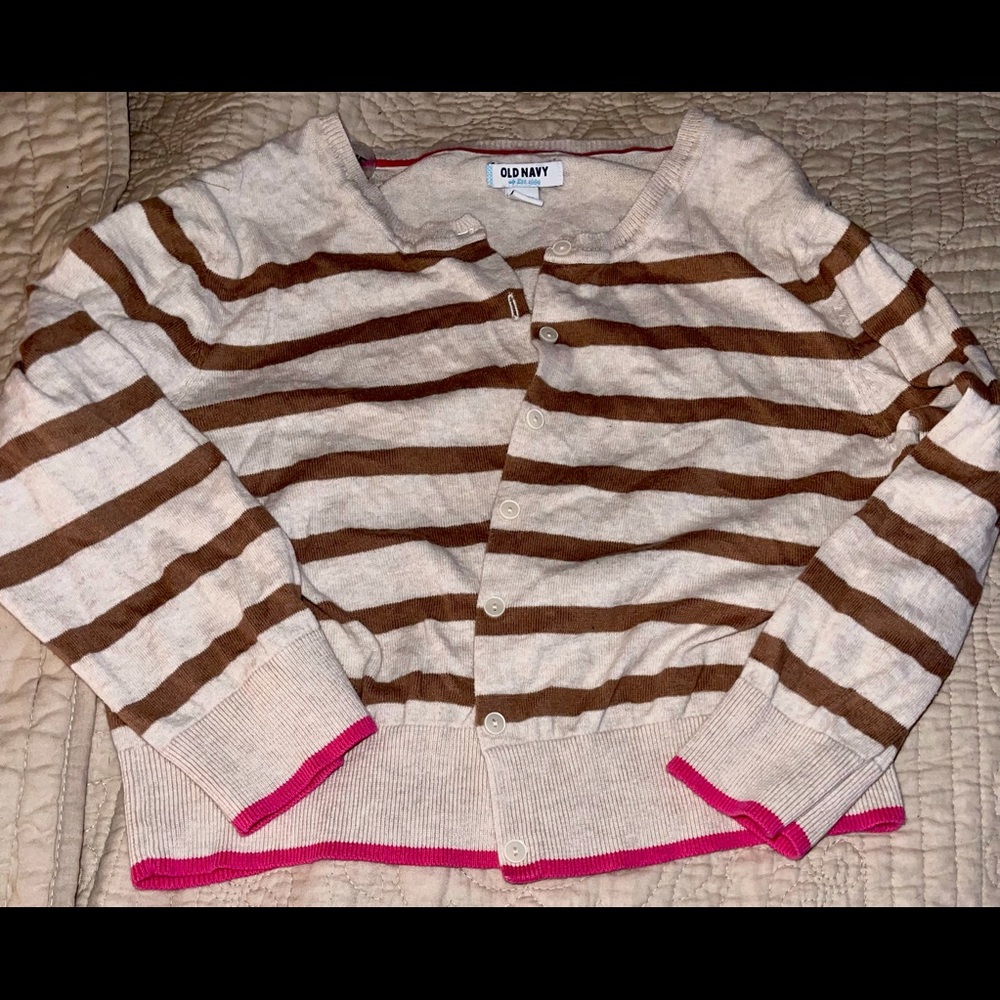 Large old navy brown & pink cropped cardigan